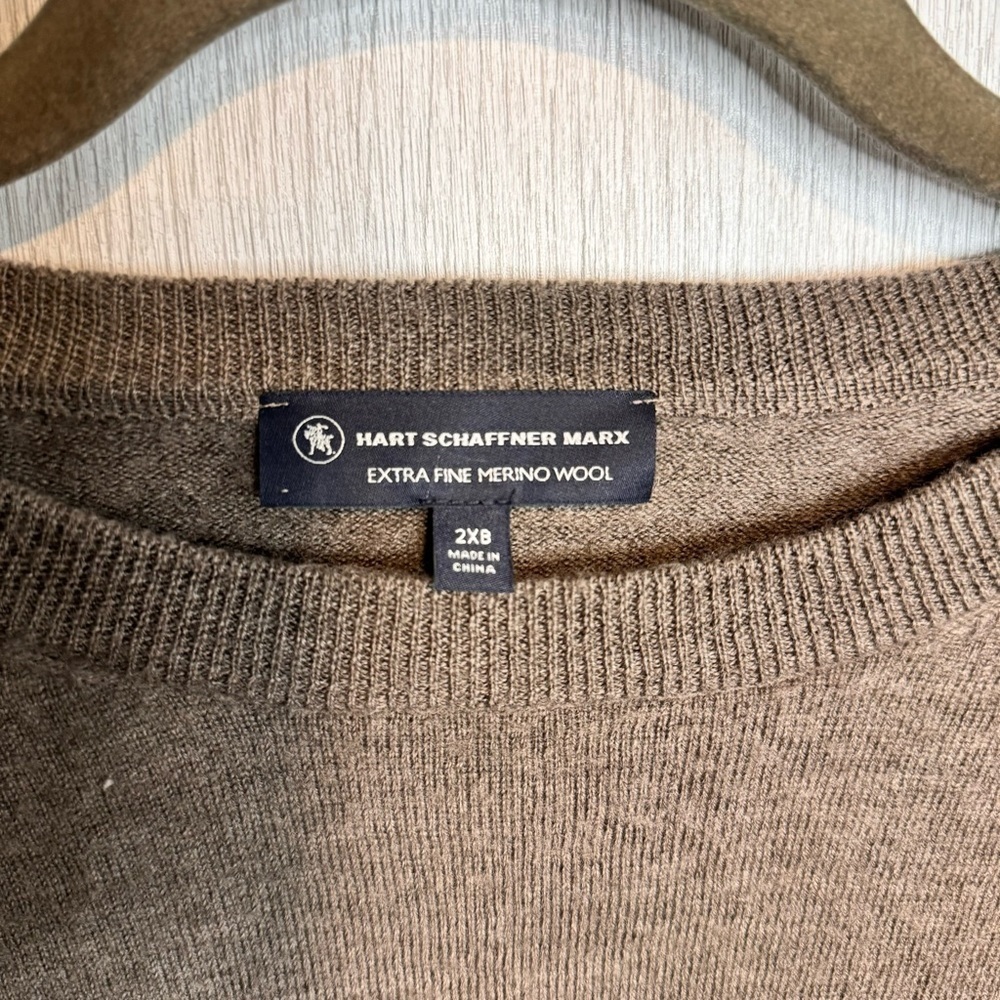Hart Schaffner Marx Extra Fine Merino Wool Light Brown Sweater Men’s 2XB - Picture 2 of 4